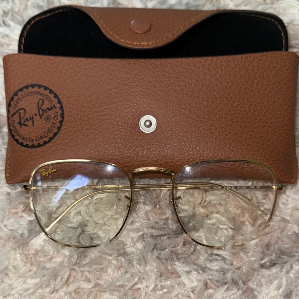 Ray-Ban Gold Aviator Blue Light Clear Lens